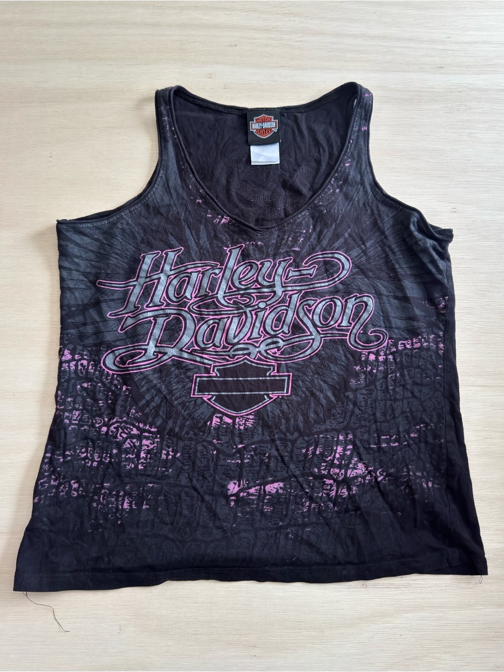 Harley-Davidson Black Tank with Pink Logo Script
